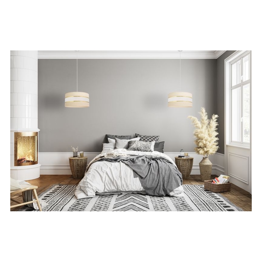 Luster na lanku HELEN 1xE27/15W/230V pr. 40 cm krémová/zlatá