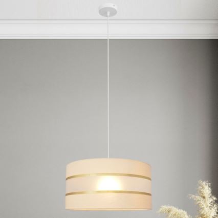 Luster na lanku HELEN 1xE27/15W/230V pr. 40 cm krémová/zlatá