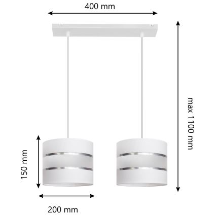 Luster na lanku HELEN 2xE27/15W/230V biela