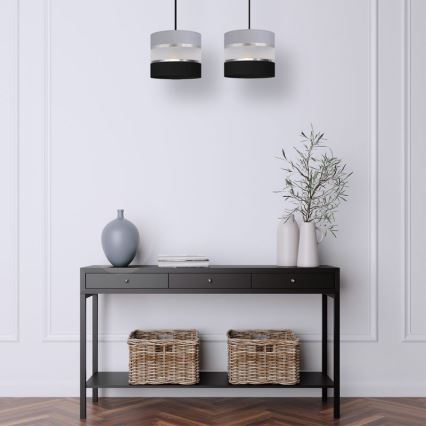 Luster na lanku HELEN 2xE27/15W/230V čierna/šedá/strieborná