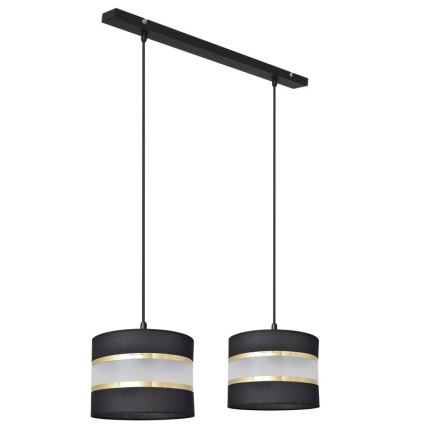 Luster na lanku HELEN 2xE27/15W/230V čierna/zlatá