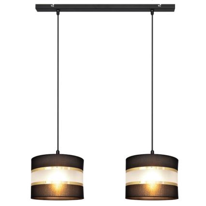 Luster na lanku HELEN 2xE27/15W/230V čierna/zlatá