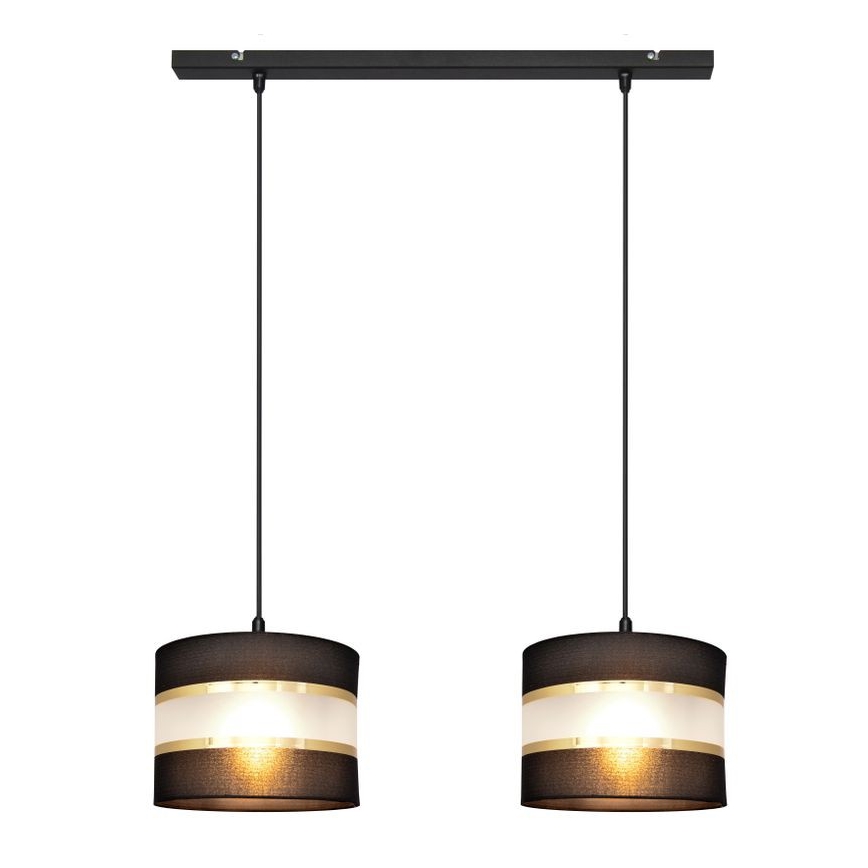 Luster na lanku HELEN 2xE27/15W/230V čierna/zlatá