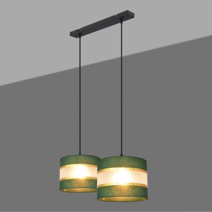 Luster na lanku HELEN 2xE27/15W/230V zelená/zlatá