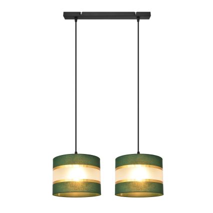 Luster na lanku HELEN 2xE27/15W/230V zelená/zlatá