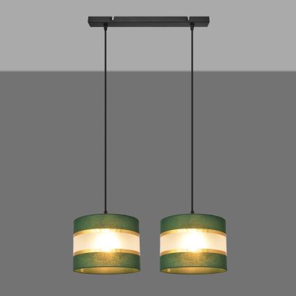 Luster na lanku HELEN 2xE27/15W/230V zelená/zlatá