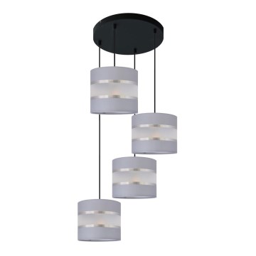 Luster na lanku HELEN 4xE27/15W/230V šedá/čierna