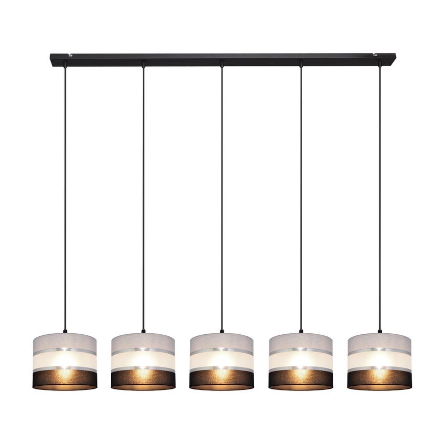 Luster na lanku HELEN 5xE27/15W/230V čierna/šedá/strieborná