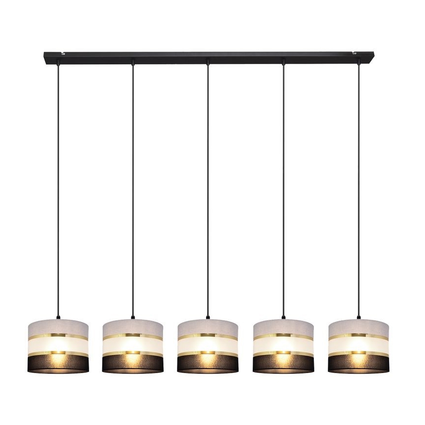 Luster na lanku HELEN 5xE27/15W/230V čierna/šedá/zlatá