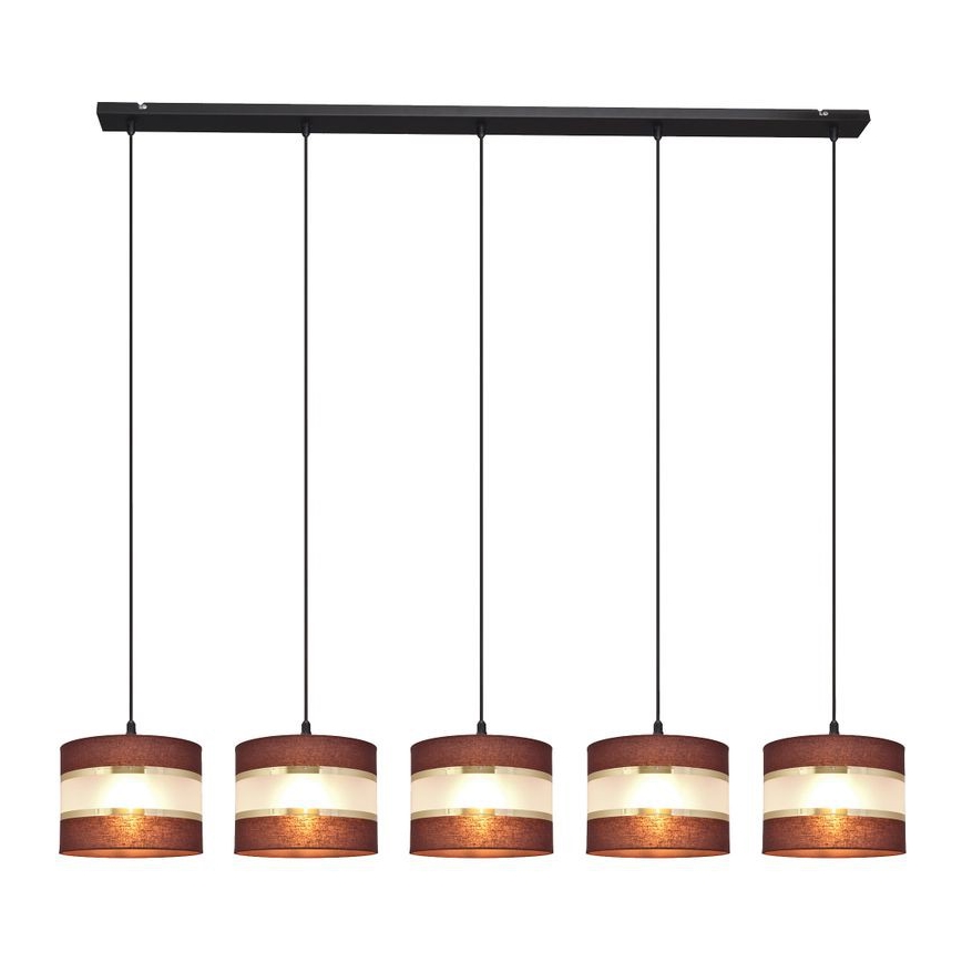 Luster na lanku HELEN 5xE27/15W/230V hnedá/čierna/zlatá