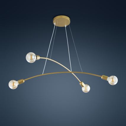 Luster na lanku HELIX 4xE27/60W/230V gold