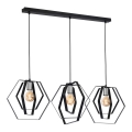 Luster na lanku HEXAGON 3xE27/60W/230V čierna/lesklý chróm