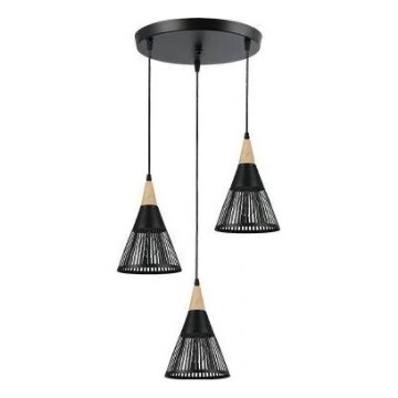 Luster na lanku HIRA 3xE27/60W/230V pr. 40 cm čierna