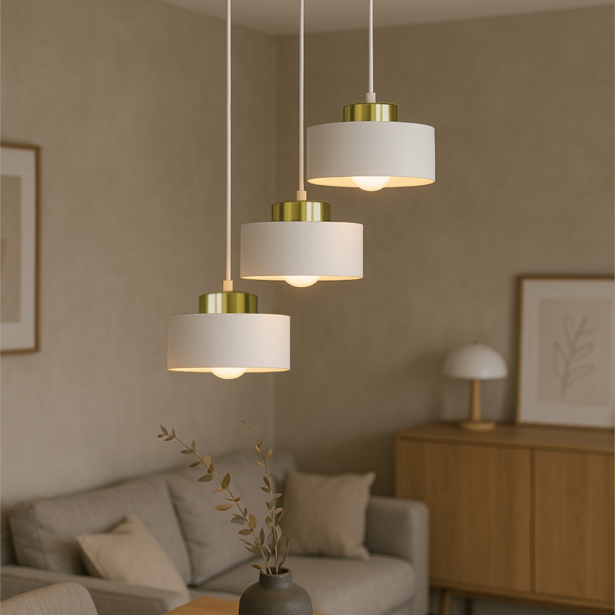Luster na lanku IGNIA 3xE27/60W/230V biela