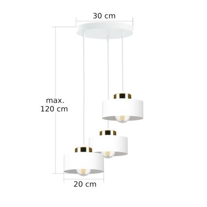 Luster na lanku IGNIA 3xE27/60W/230V biela