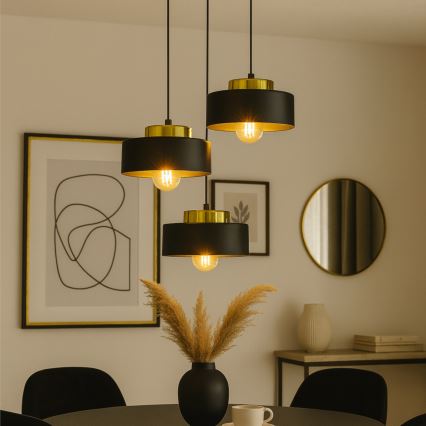 Luster na lanku IGNIA 3xE27/60W/230V čierny