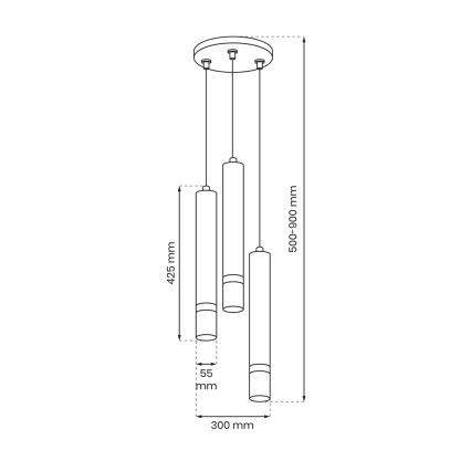 Luster na lanku JOKER 3xGU10/8W/230V čierna/lesklý chróm