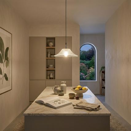 Luster na lanku JULL 1xE27/15W/230V lesklý chróm/číre sklo