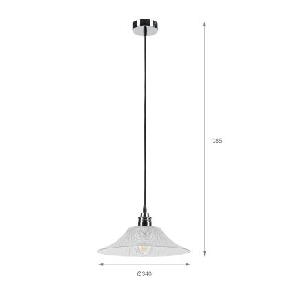 Luster na lanku JULL 1xE27/15W/230V lesklý chróm/číre sklo