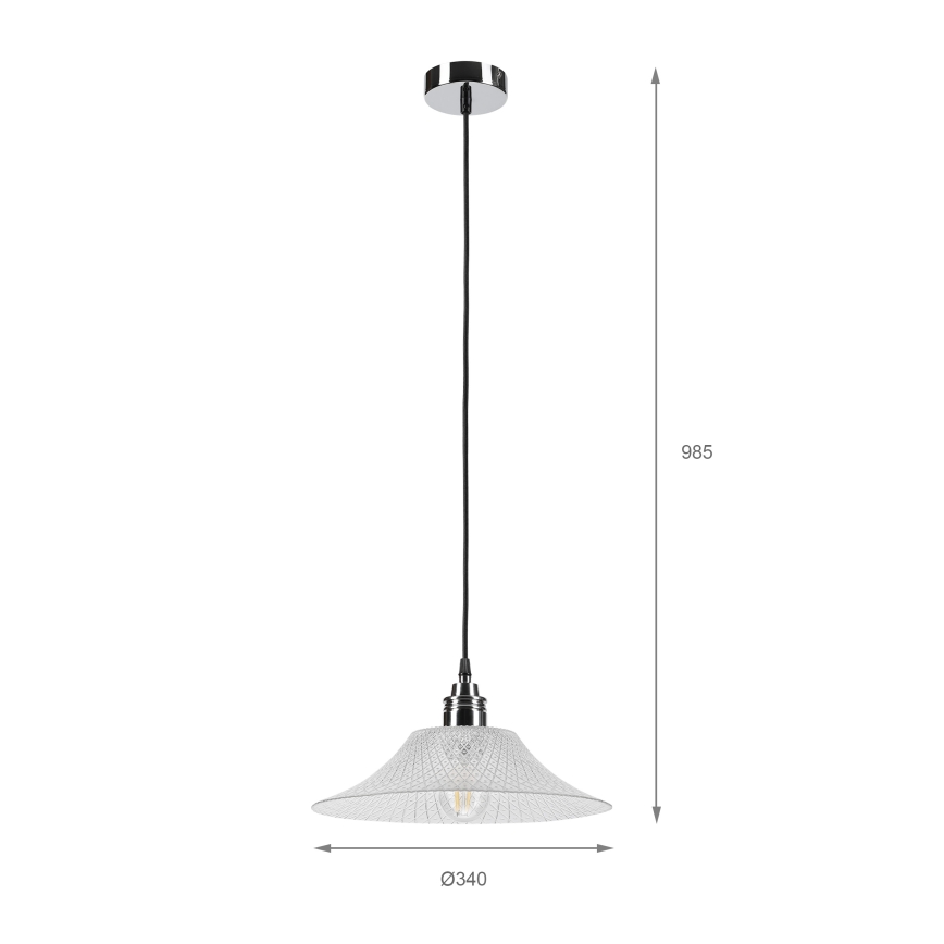 Luster na lanku JULL 1xE27/15W/230V lesklý chróm/číre sklo