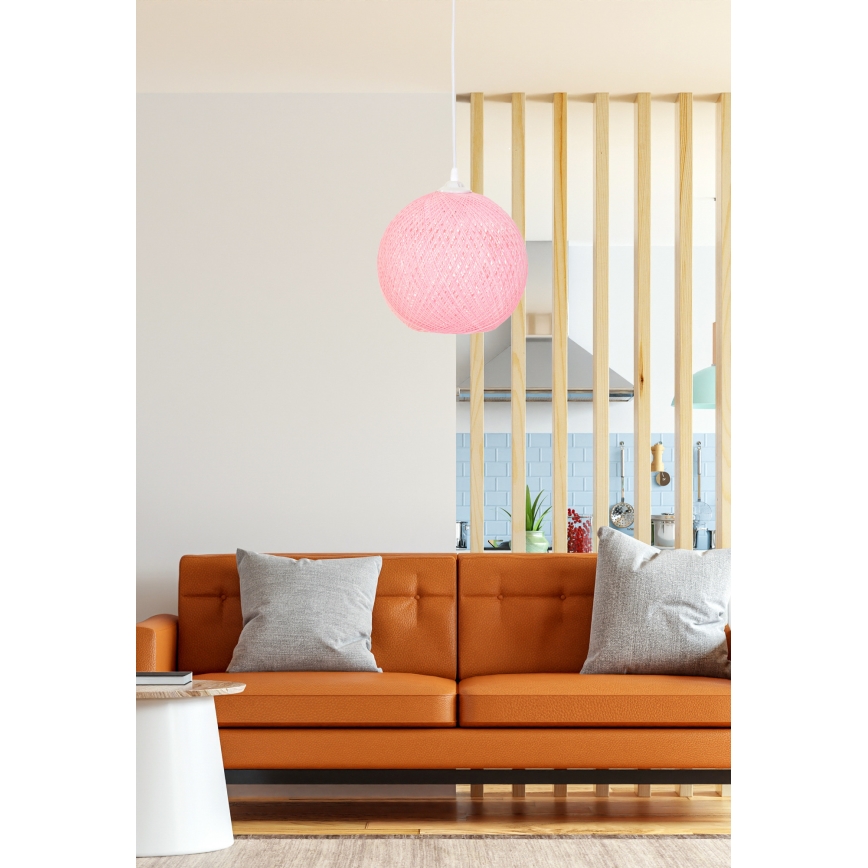 Luster na lanku JUTE 1xE27/60W/230V ružová