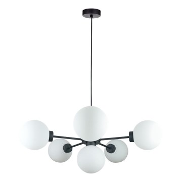 Luster na lanku KALIOPE 6xE14/50W/230V čierna/biela