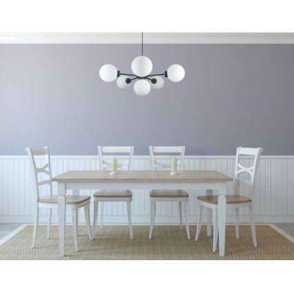 Luster na lanku KALIOPE 6xE14/50W/230V čierna/biela