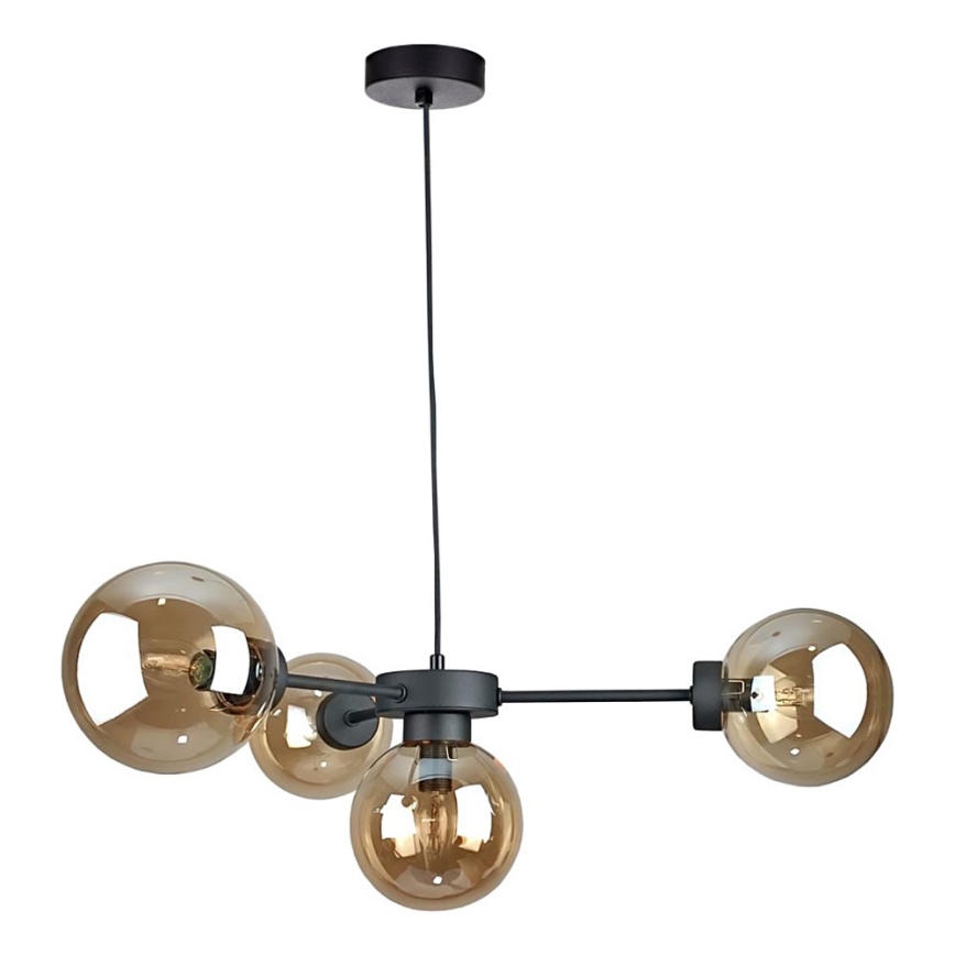 Luster na lanku KALIOPE II 4xE14/50W/230V čierna/dymová béžová