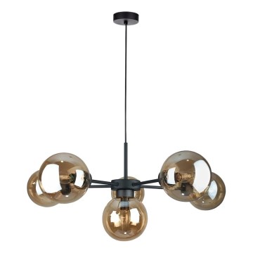 Luster na lanku KALIOPE II 6xE14/50W/230V čierna/dymová béžová