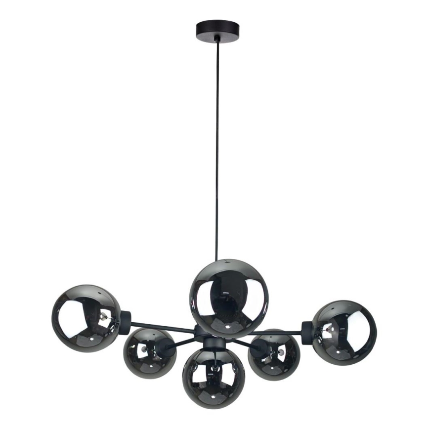 Luster na lanku KALIOPE II 6xE14/50W/230V čierna/dymová čierna