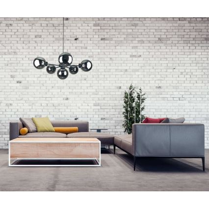 Luster na lanku KALIOPE II 6xE14/50W/230V čierna/dymová čierna