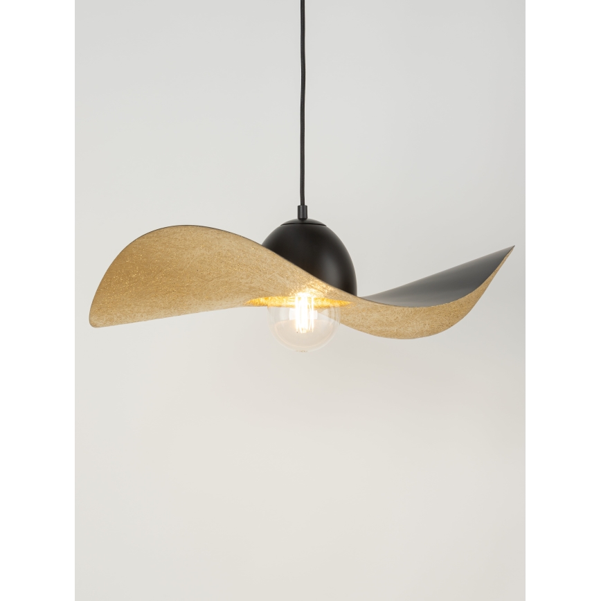 Luster na lanku KAPELLO 1xE27/60W/230V pr. 55 cm čierna/zlatá