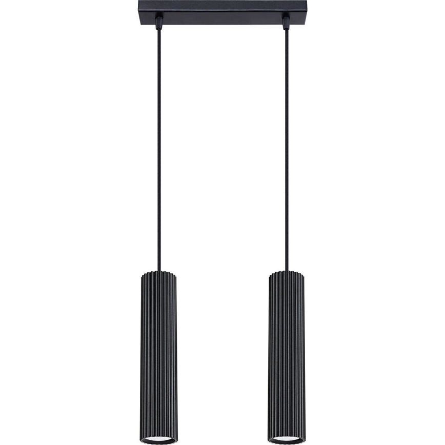 Luster na lanku KARBON 2xGU10/10W/230V čierna