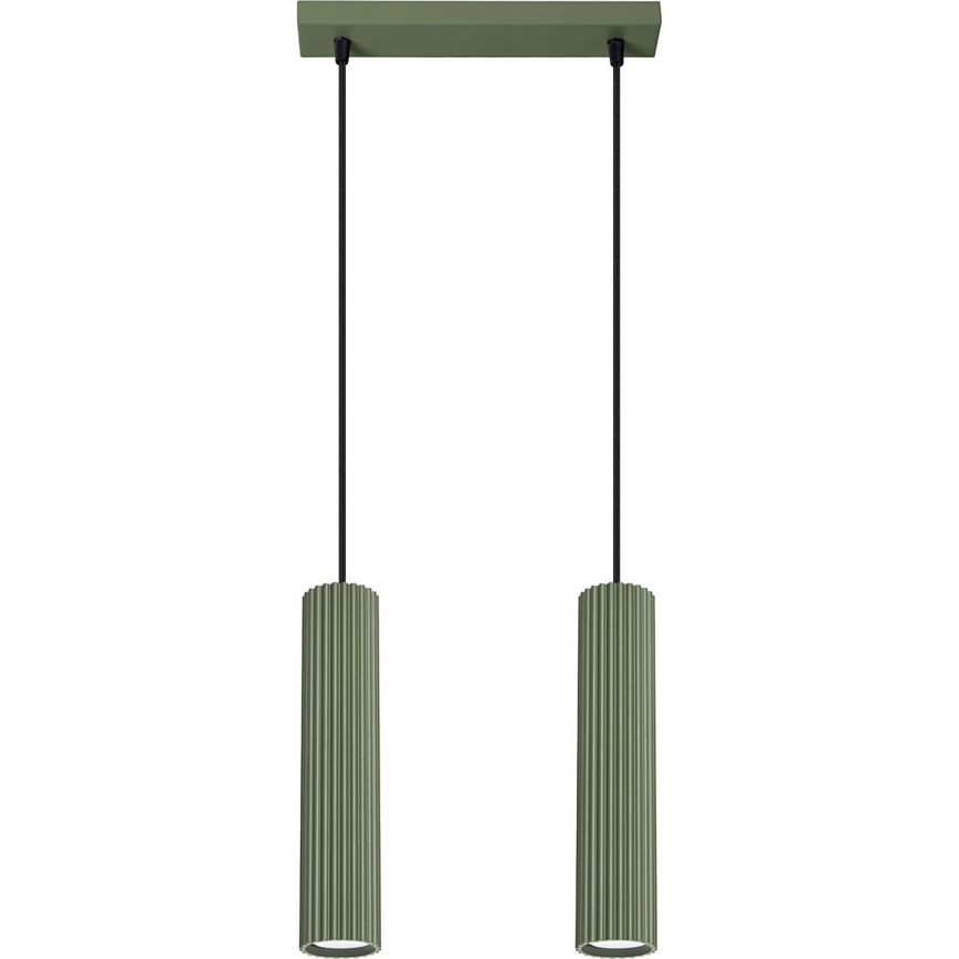 Luster na lanku KARBON 2xGU10/10W/230V zelená