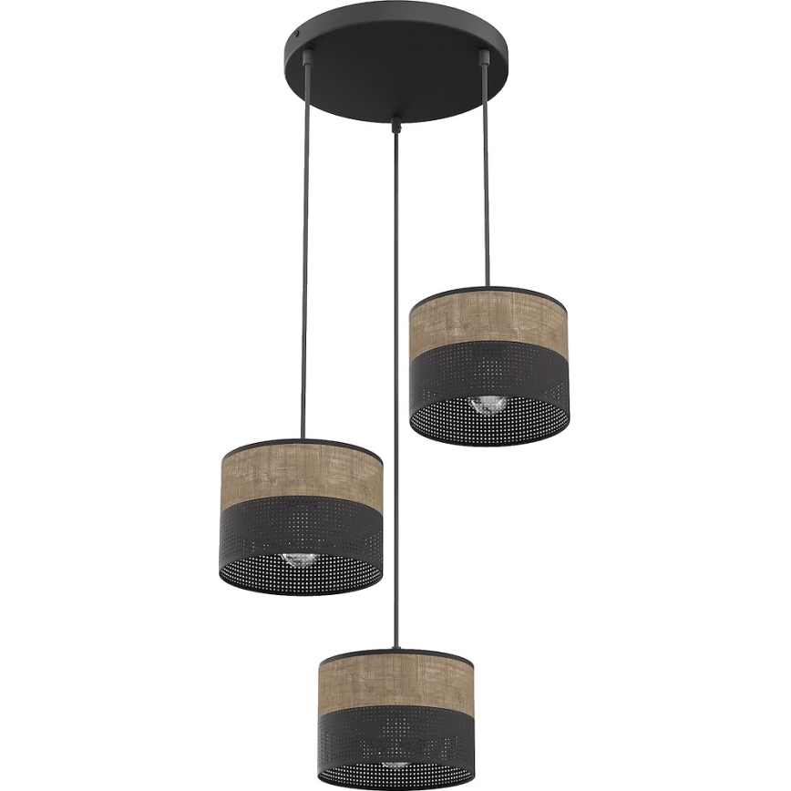 Luster na lanku KARBON 3xE27/15W/230V čierna/hnedá