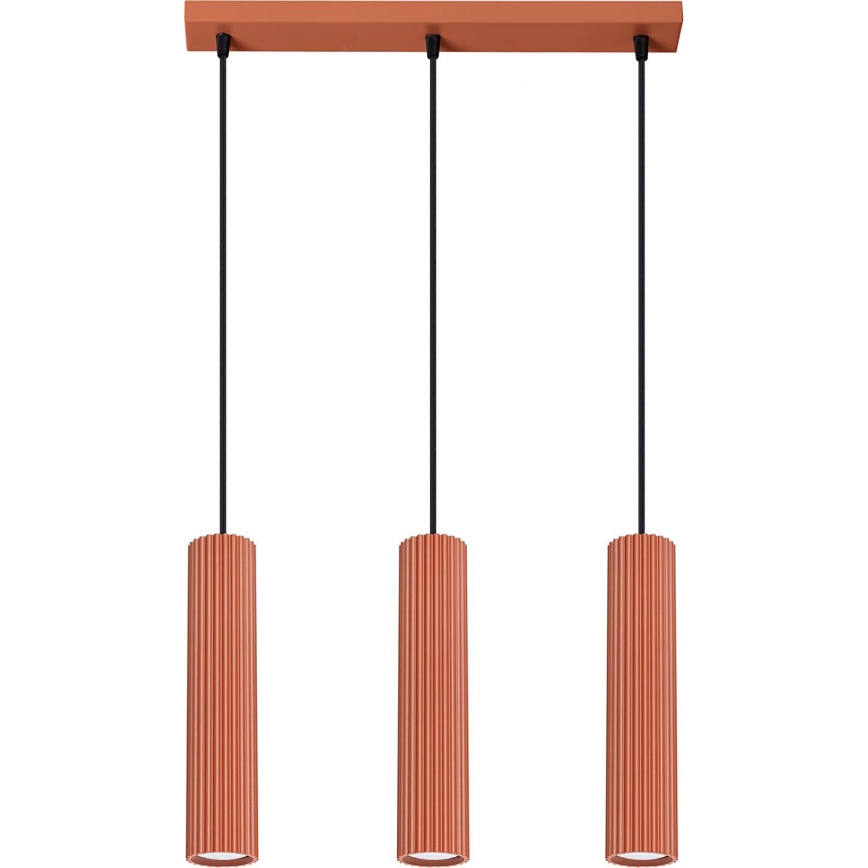 Luster na lanku KARBON 3xGU10/10W/230V červená