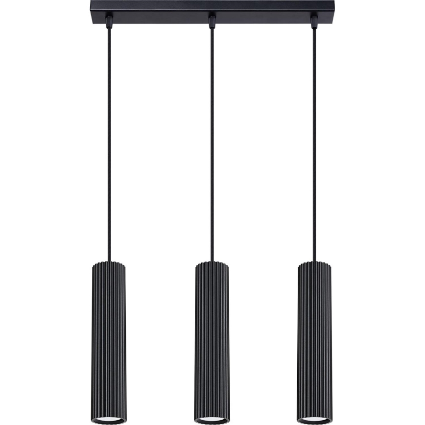 Luster na lanku KARBON 3xGU10/10W/230V čierna