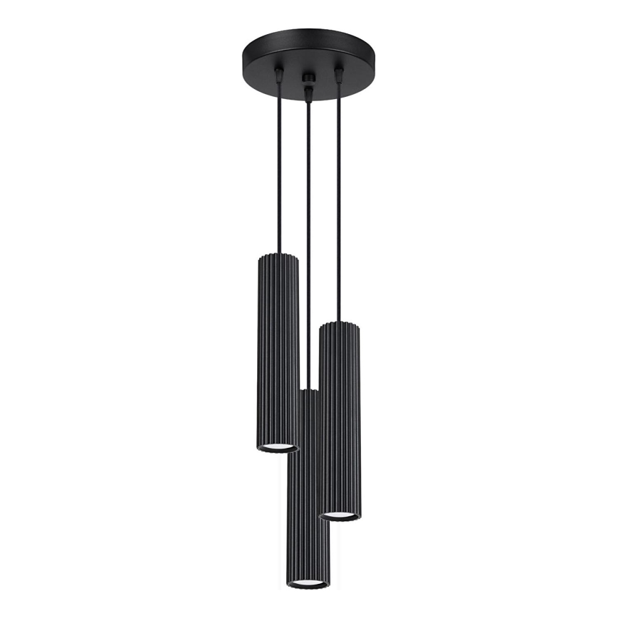 Luster na lanku KARBON 3xGU10/10W/230V čierna