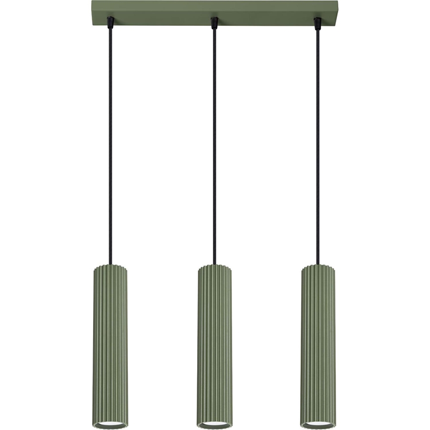 Luster na lanku KARBON 3xGU10/10W/230V zelená