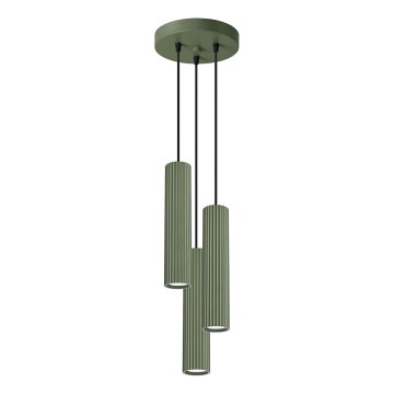 Luster na lanku KARBON 3xGU10/10W/230V zelená