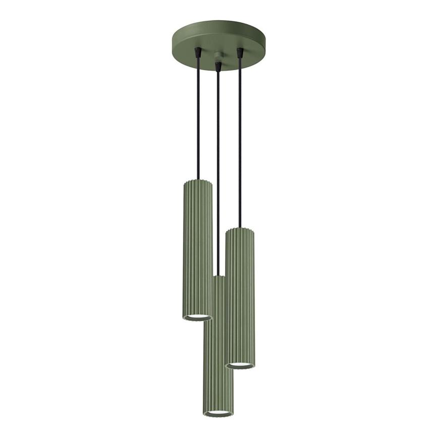 Luster na lanku KARBON 3xGU10/10W/230V zelená