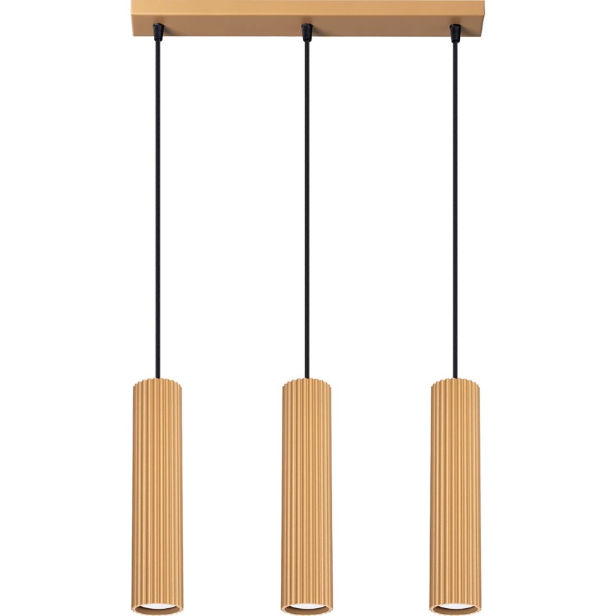 Luster na lanku KARBON 3xGU10/10W/230V zlatá