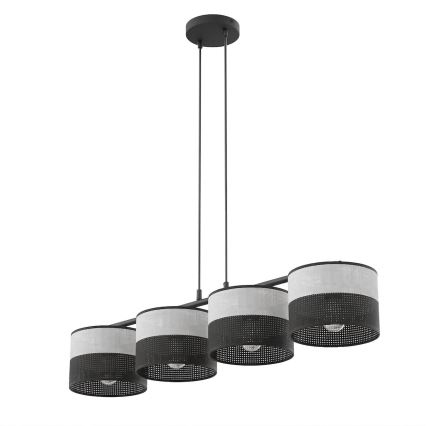 Luster na lanku KARBON 4xE27/15W/230V čierna/sivá
