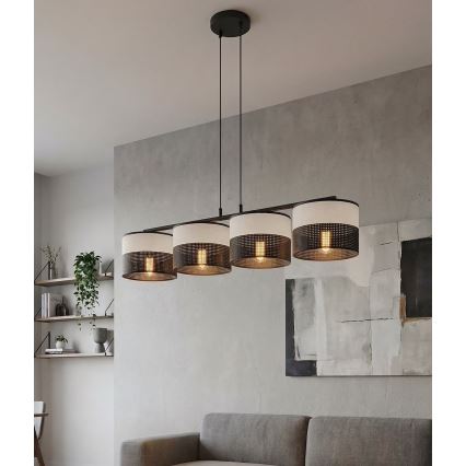 Luster na lanku KARBON 4xE27/15W/230V čierna/sivá