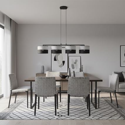 Luster na lanku KARBON 4xE27/15W/230V čierna/sivá