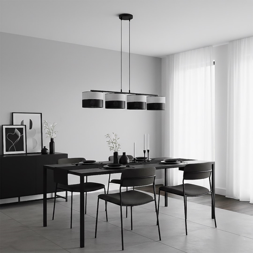 Luster na lanku KARBON 4xE27/15W/230V čierna/sivá