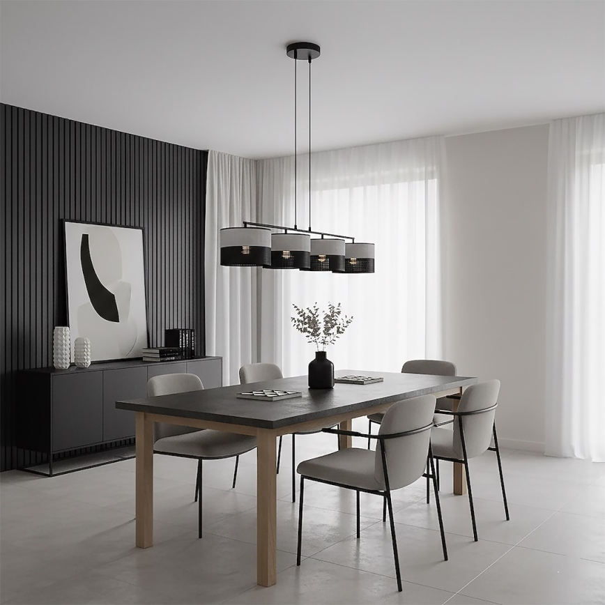 Luster na lanku KARBON 4xE27/15W/230V čierna/sivá