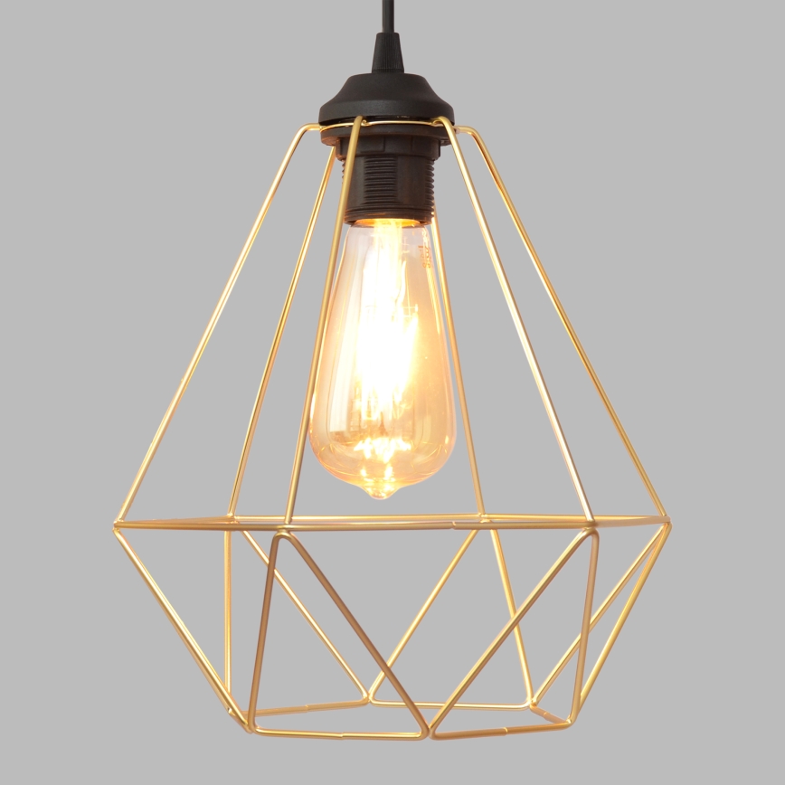 Luster na lanku KARO 1xE27/15W/230V zlatá/čierna