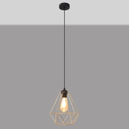 Luster na lanku KARO 1xE27/15W/230V zlatá/čierna