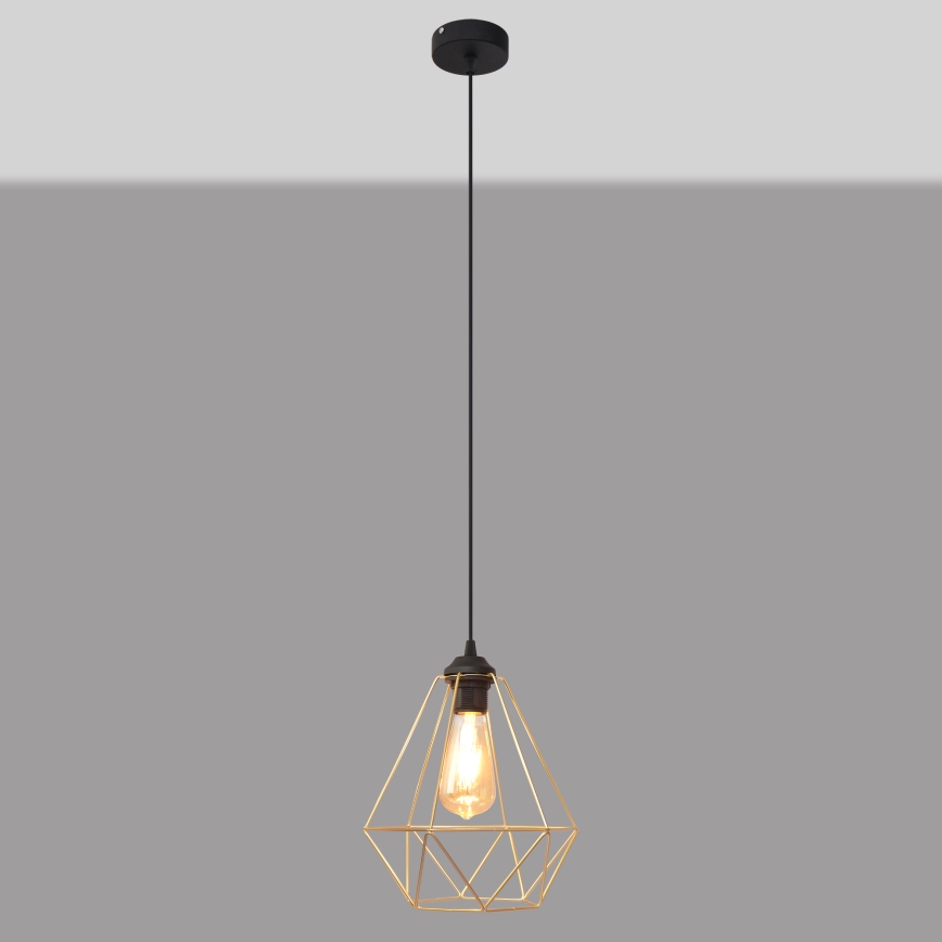 Luster na lanku KARO 1xE27/15W/230V zlatá/čierna